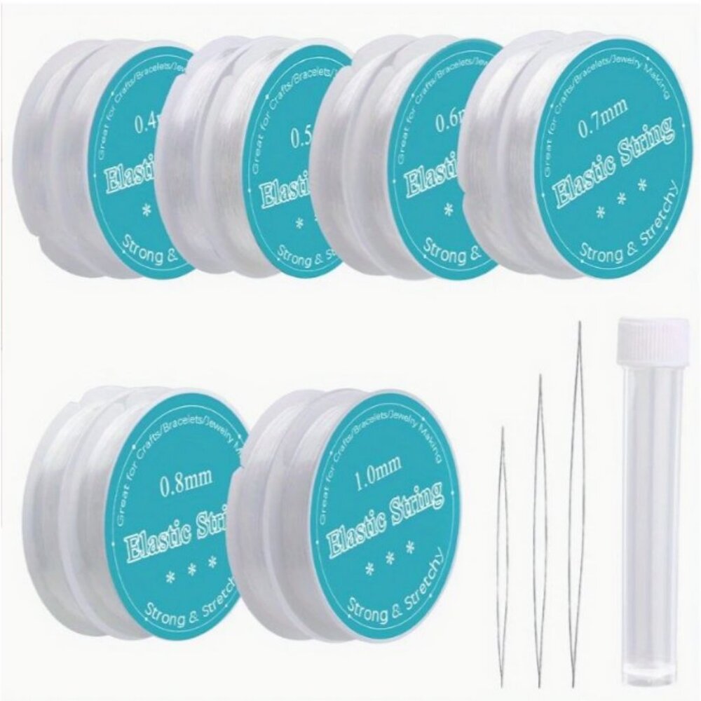 12 rolls of Beading Elastic, two each of 0.4mm, 0.5mm, 0.6mm, 0.7mm, 0.8mm, 1mm